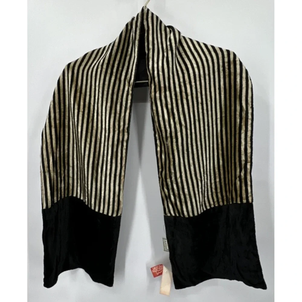 Vintage April Cornell Scarf Striped Velvet Lined Floral Boho Romantic‎